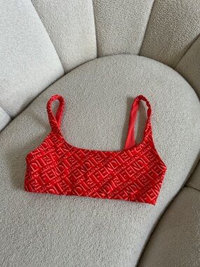 Fendi Red Logo Crop Bralette